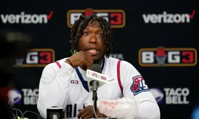 DALLAS, TEXAS – JULY 31: Tri State's No. 2 Nate Robinson addresses the media after defeating 3's Company 50-45 during BIG3 - Week Four at American Airlines Center on July 31, 2021 in Dallas, Texas.  (Photo: Cooper Neill/Getty Images for BIG3)