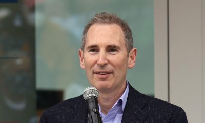 Andy Jassy the CEO of Amazon speaks at the ceremonial ribbon cutting prior to tomorrow