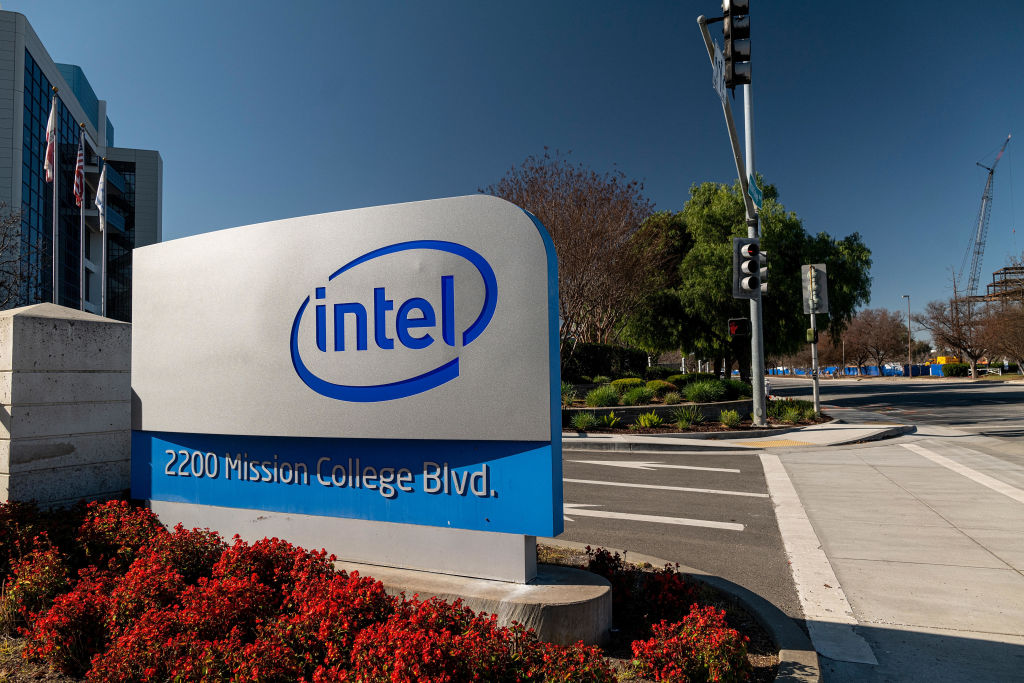 Signage at the entrance to Intel headquarters in Santa Clara, California, U.S., on Wednesday, Jan. 20, 2021. Investors want to know if the world