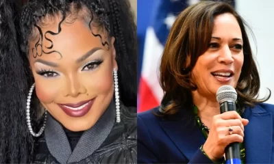 Singer Janet Jackson regurgitates Trump’s talking point that Kamala Harris is not Black and has a White Father. (@JanetJackson/Instagram; AP Photo/Meg Kinnard)