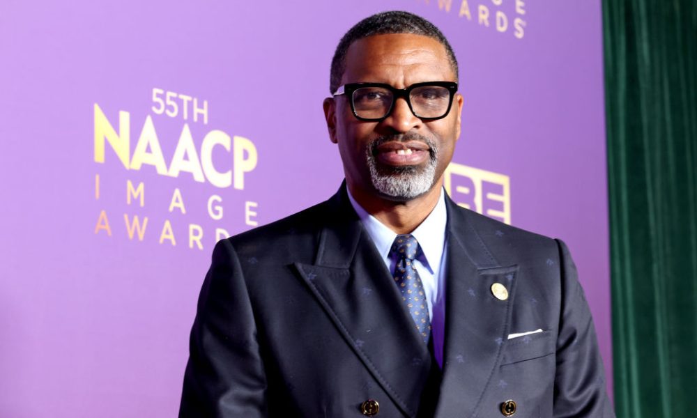 LOS ANGELES, CALIFORNIA - MARCH 16: Derrick Johnson, President & CEO of NAACP, poses in the press room during the 55th NAACP Image Awards at Shrine Auditorium and Expo Hall on March 16, 2024 in Los Angeles, California. (Photo by Robin L Marshall/Getty Images for BET)