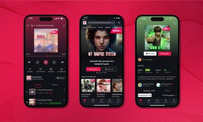 Pocket FM app on 3 smartphones