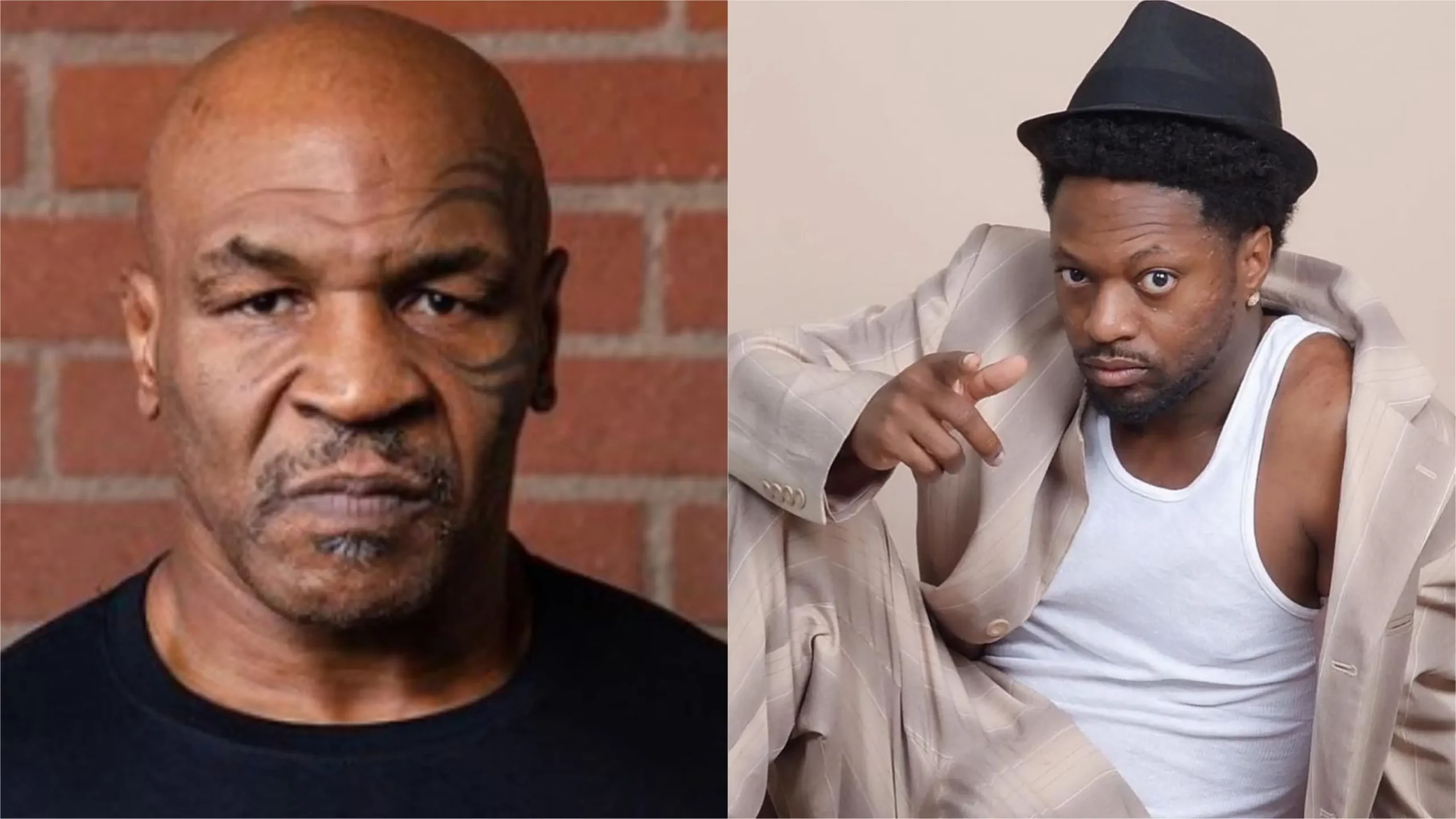 Former heavyweight champion Mike Tyson does promotion for his upcoming fight with Jake Paul with comedian Funny Marco and fans are worried that he was upset. (Photos: @miketyson / Instagram; @funnymarco / Instagram)