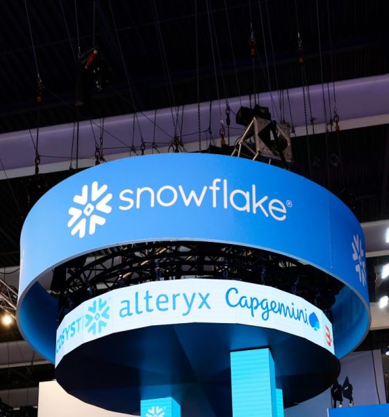 The Snowflake Inc logo, which represents the American cloud computing-based data company that offers cloud-based storage and analytics services, is being displayed on their pavilion at the Mobile World Congress 2024 in Barcelona, Spain, on February 28, 2024.