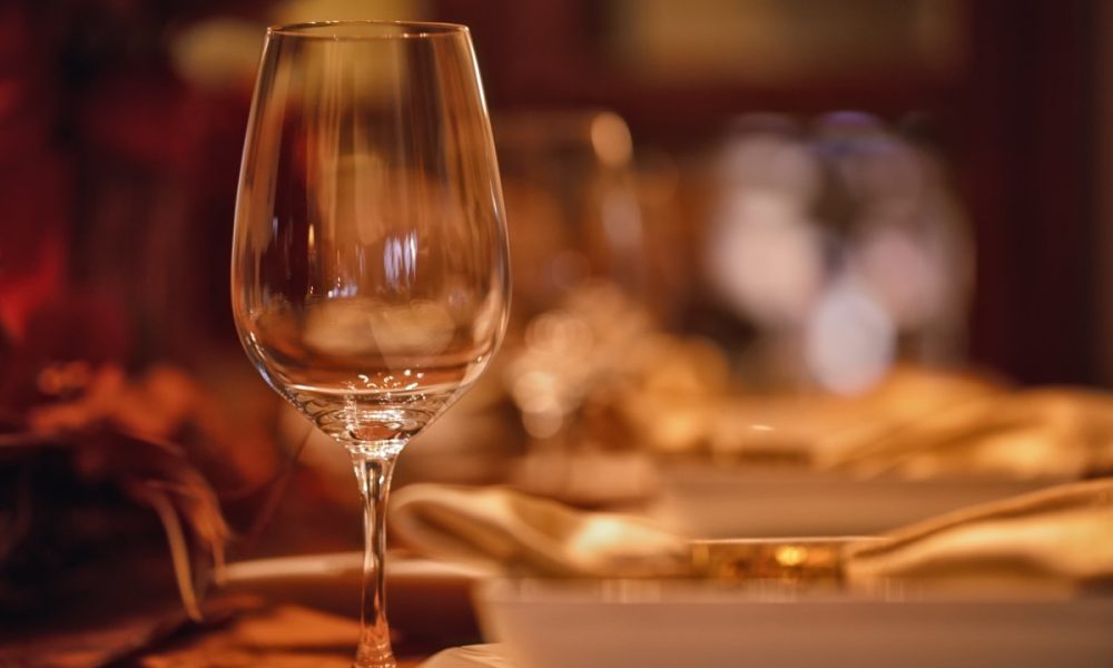 empty wine glass, table/place setting