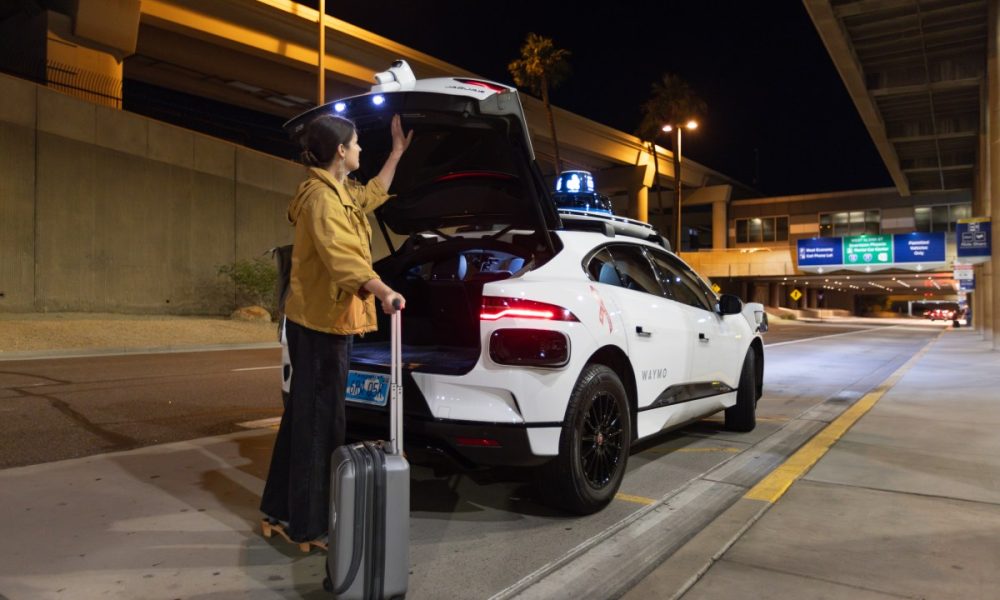 Waymo One robotaxi sky harbor terminal phoenix curbside pickup