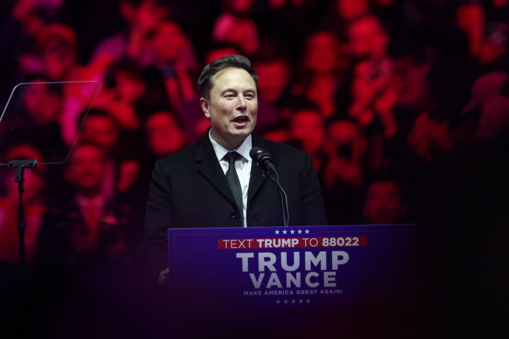 Elon Musk speaks at President-Elect Donald Trump